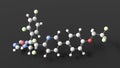 oteseconazole molecular structure, antifungal, ball and stick 3d model, structural chemical formula with colored atoms
