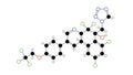 oteseconazole molecule, structural chemical formula, ball-and-stick model, isolated image antifungal