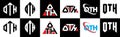 OTH letter logo design in six style. OTH polygon, circle, triangle, hexagon, flat and simple style with black and white color Royalty Free Stock Photo