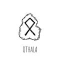 Othala rune written on a stone. Vector illustration. Isolated on white Royalty Free Stock Photo
