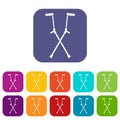 Other crutches icons set flat