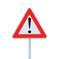 Other Danger Ahead Warning Road Sign Pole isolated