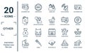 other linear icon set. includes thin line sea business card, oil can, sack race, labaratory, abstract business card, chichen hen,