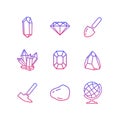 Geology Icons Set in a Flat Style