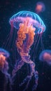 Otherworldly beauty underwater jellyfish create a stunning, glowing spectacle Royalty Free Stock Photo