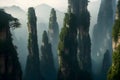 The otherworldly landscape of the Zhangjiajie National Forest Park in China Generated -AI