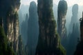 The otherworldly landscape of the Zhangjiajie National Forest Park in China Generated -AI