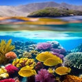 An otherworldly underwater scene with vibrant coral reefs, exotic marine life, and ethereal lighting2, Generative AI