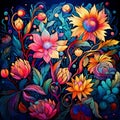 Otherworldly and Vibrant Floral Landscape