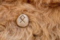 Othila or Othial Nordic stone rune on animal fur. Letter Ethel of the Viking alphabet