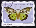 MOSCOW, RUSSIA - FEBRUARY 12, 2017: A Stamp printed in CUBA shows image of a Othreis materna Linneo butterfly