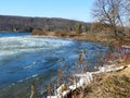 Otisco lake icy shoreline in late February CNY winter