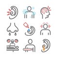 Otitis . Symptoms, Treatment. Vector signs for web graphics. Royalty Free Stock Photo