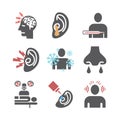 Otitis . Symptoms, Treatment. Vector signs for web graphics. Royalty Free Stock Photo