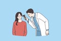 Otolaryngologist doctor check patient tears in clinic