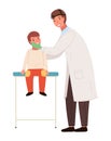 The otolaryngologist looks at the child. Doctor and little patient on medical examination Royalty Free Stock Photo