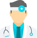 Otolaryngology icon, flat style. Doctor treating ear, throat, nose. Medicine concept. Vector illustration