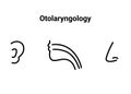 Otolaryngology icons set, ear, throat, nose