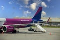 Otopeni, Romania - Circa 2023: Wizzair airplane getting ready to take off.