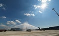 New aircraft parking platform at Bucharest Henri Coanda International Airport, Otopeni, Romania Royalty Free Stock Photo