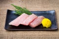 Otoro sashimi with decorate at restaurant Royalty Free Stock Photo