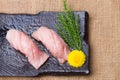 Otoro sashimi with decorate at restaurant Royalty Free Stock Photo