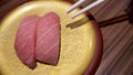 Otoro sushi from raw fatty tuna fish .It is japanese food Royalty Free Stock Photo