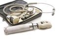 Otoscope and Opthalmoscope set for ear eye examination with stethoscope Royalty Free Stock Photo