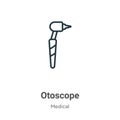 Otoscope outline vector icon. Thin line black otoscope icon, flat vector simple element illustration from editable medical concept