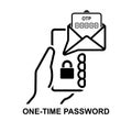 OTP icon.One time password. Two factors authentication isolated on background