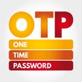 OTP - One Time Password acronym, technology concept background Royalty Free Stock Photo