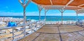 Otrada Beach panorama from the shady terrace, Odessa, Ukraine Royalty Free Stock Photo