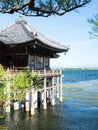 Ukimido pavilion on the shores of Lake Biwa one of the Eight Views of Omi