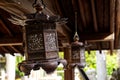 Bronze lantern, Shinto shrine, Japan broken
