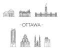 Ottawa, Canada, architecture line skyline illustration Royalty Free Stock Photo