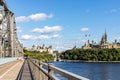 Alexandra Bridge from Gatineau city of Quebec to Ottawa and Canadian Parliament, Ontario in Canada Royalty Free Stock Photo