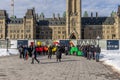 A demo in front of the canadian parliament in Ottawa, Canada. Royalty Free Stock Photo