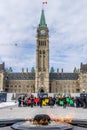 A demo in front of the canadian parliament in Ottawa, Canada. Royalty Free Stock Photo