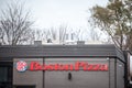 Boston Pizza logo in front of their fast food in Ottawa, Ontario.