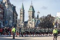 Eremonial Guard of the Governor General Foot Guards of Canada, with their kilts, parading during remembrance day
