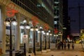 Cityscape with walking people and street lights in downtown of the city. Sparks street.