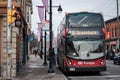 OC Transpo logo on one of their urban buses in downtown Ottawa.