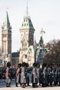 Ceremonial Guard of the Governor General Foot Guards of Canada, parading during remembrance day in front of Canadian Parliament