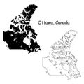 Ottawa Canada. Detailed Country Map with Location Pin on Capital City.