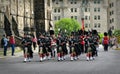 OTTAWA, CANADA - 08 08 2011: Pipers Band approaching the Parliament Hill during Changing Guard Ceremony in Ottawa, the