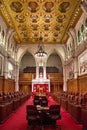 Ottawa, Canada, September 18, 2018: Interior of the Canadian Senate Chamber Parliament Hill. Beautiful gothic Royalty Free Stock Photo