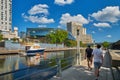 Ottawa, Canada September 18,2018: view of the famous Rideau Canal and one of its water locks near the Ottawa River