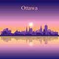 Ottawa city silhouette on sunset background