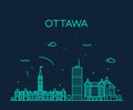 Ottawa city skyline Ontario Canada vector linear