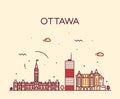 Ottawa city skyline Ontario Canada vector linear Royalty Free Stock Photo